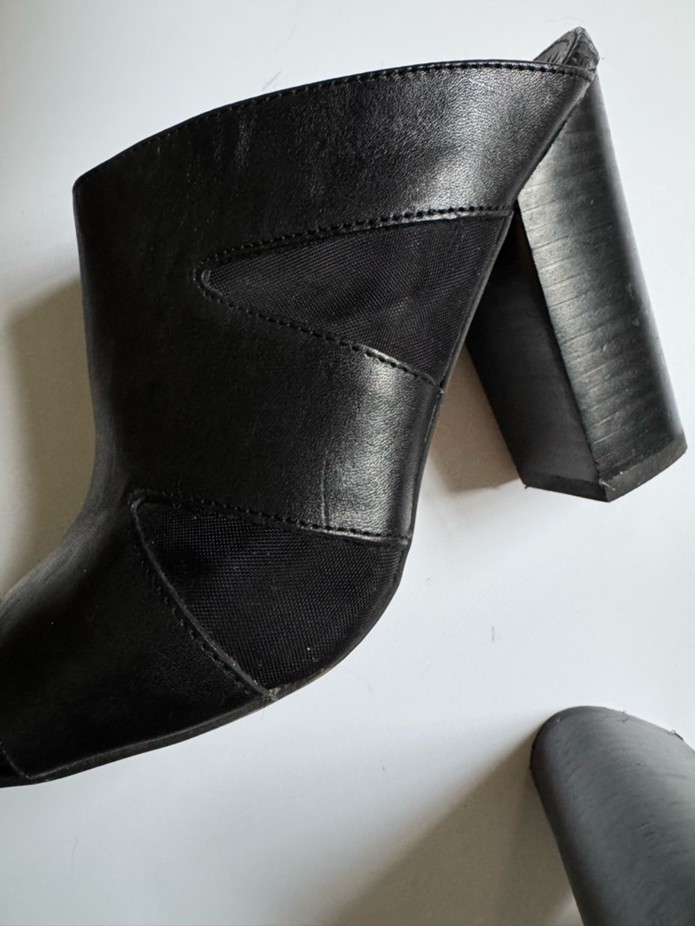 Circus by Sam Edelman Black Leather Open-Toe Block Heel Mules - Picture 4 of 8
